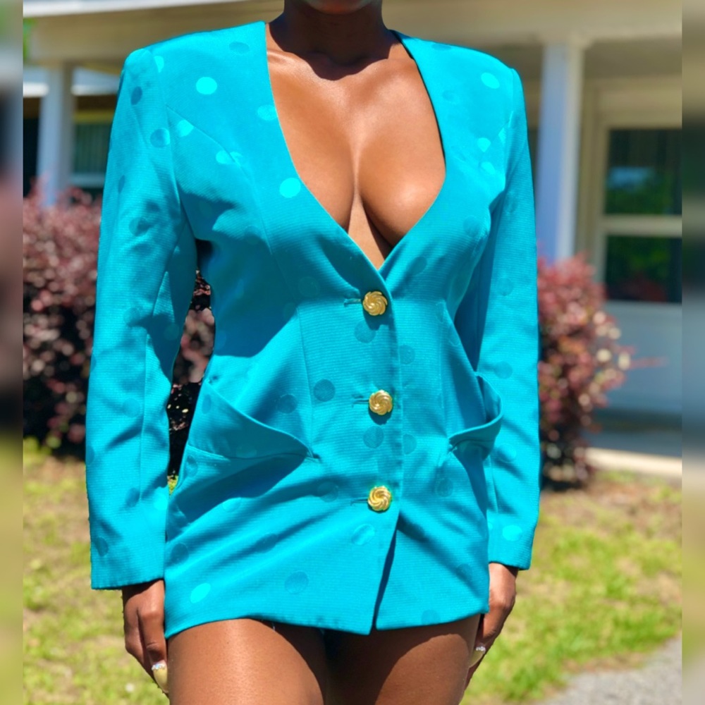 Teal Polka Dot Blazer